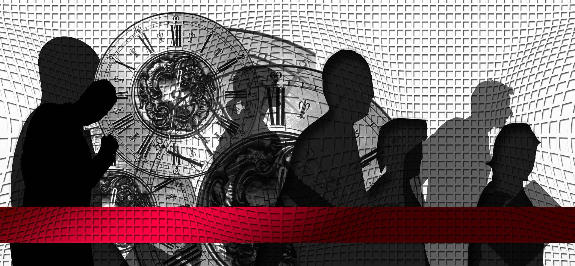 Σύγκληση γενικής συνέλευσης - άνθρωποι μεταβαίνουν προς μια κατεύθυνση (στο φόντο συμβολικά υπάρχουν ρολόγια με γραφιστική απεικόνιση